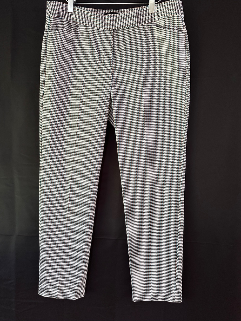 Brown & Blue Houndstooth Straight Leg Pants
